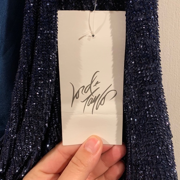 Sequin Navy Open Back Cocktail Dress - Picture 5 of 8